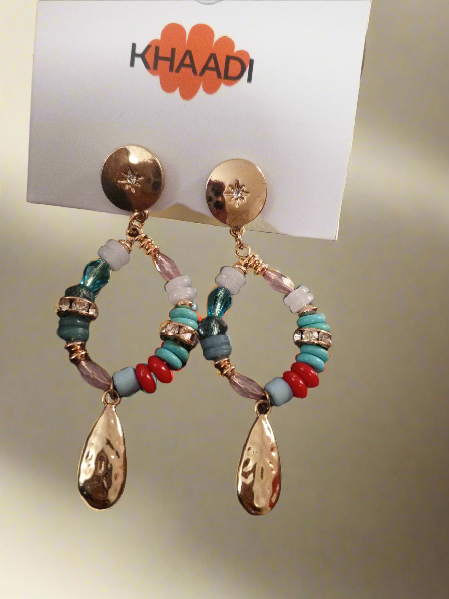 Gold Gemstone Hoops Earrings