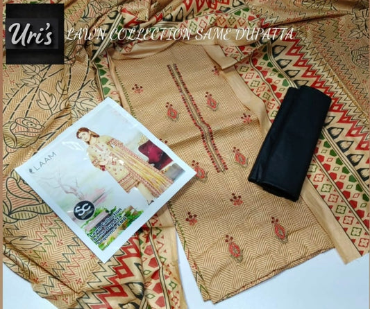 Embroidered 3 Piece with same Dupatta