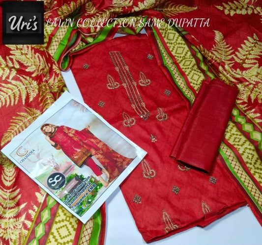 Embroidered 3 Piece with same Dupatta