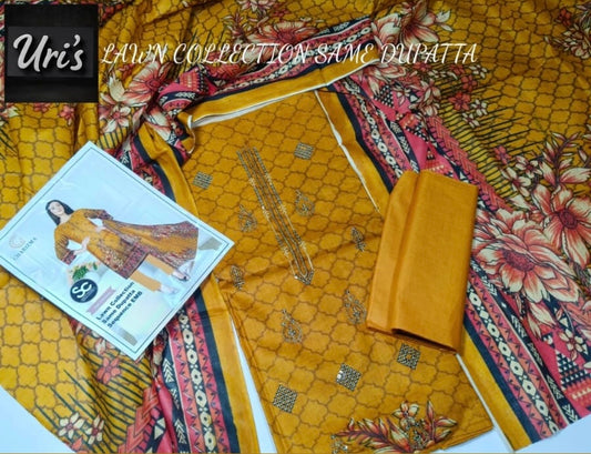Embroidered 3 Piece with same Dupatta