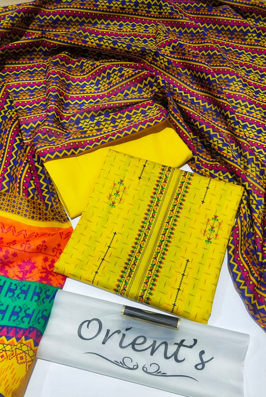 Orient 3pc Yellow Multi (Unstitched)