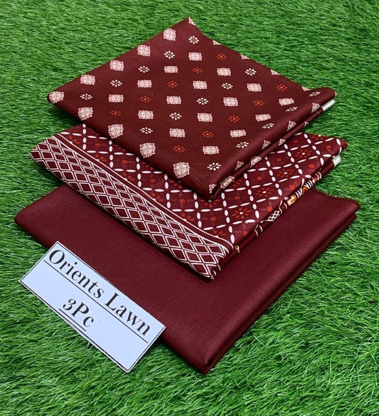 Orient 3pc Burnt Maroon (Unstitched)