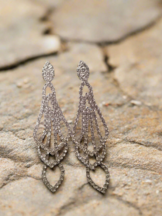 Cubic Zirconia 3 Tier Chandelier Earrings